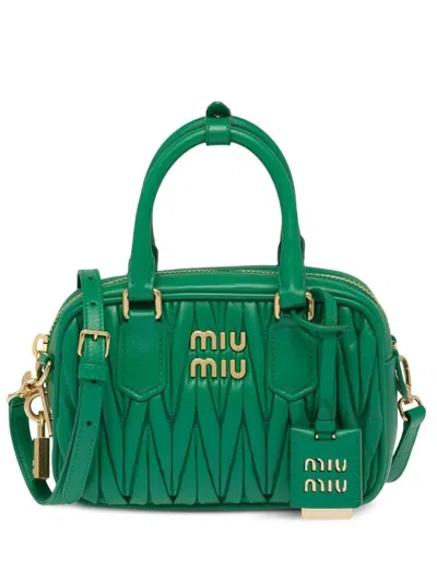 Miu Miu Matelasse Nappa Leather Small Crossbody Bag In F0458 Mango