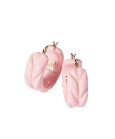 Miu Miu Matelassé Earrings In Pink