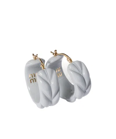 Miu Miu Matelassé Earrings In White