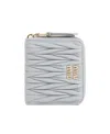 Miu Miu Matelassé-effect Bi-fold Wallet In Blue