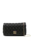 Miu Miu Mini Matelassé Leather Shoulder Bag In Black