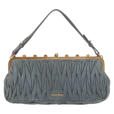 Pre-owned Miu Miu Matelassé Frame Clutch Matelassé Leather Gray Suede Clutche & Pouche Bag ()