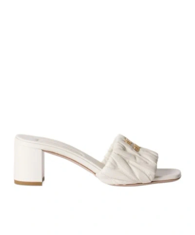 MIU MIU MATELASSÉ NAPPA LEATHER SLIDES