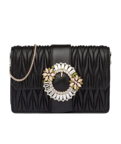 Miu Miu Matelassé Leather Bag In Black