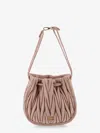 Miu Miu Matelassé Leather Bucket Bag In Pink