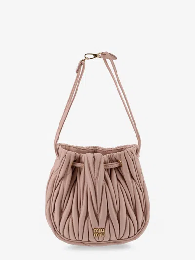 Miu Miu Matelassé Leather Bucket Bag In Pink