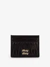 Miu Miu Matelassé Leather Card Holder In Brown