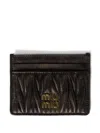 Miu Miu Vintage Treatment Matelassé Nappa Leather Card Holder In Brown