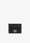 Miu Miu Quilted Black Lamb Leather Compact Wallet In Black
