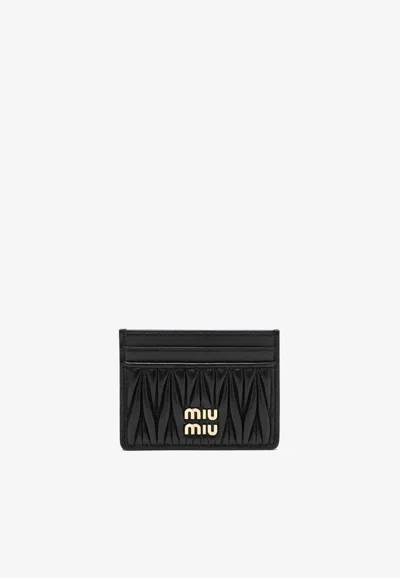 Miu Miu Matelassé Leather Cardholder In Black