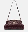 Miu Miu Matelassé Leather Clutch In Burgundy