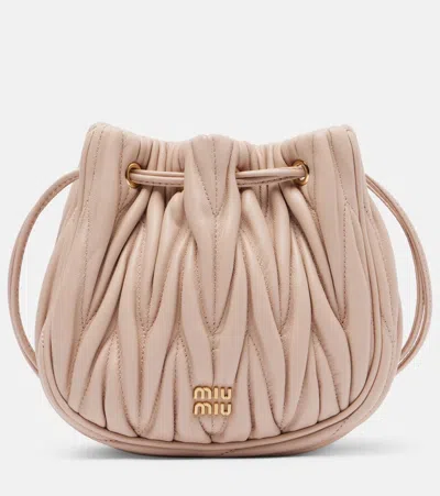 Miu Miu Matelassé Leather Clutch In Pink