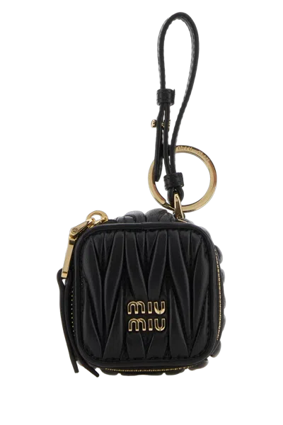 Miu Miu Matelassé Leather Coin Purse In Black