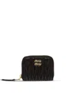 Miu Miu Matelassé Zip-around Leather Wallet In Black