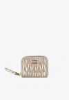 Miu Miu Matelassé Leather Coin Wallet In Gold