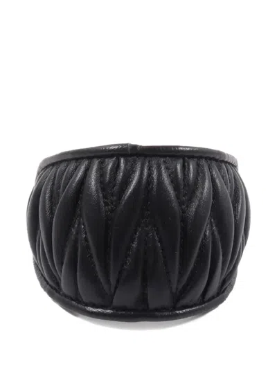 Pre-owned Miu Miu Matelassé Leather Hair Clip In Black