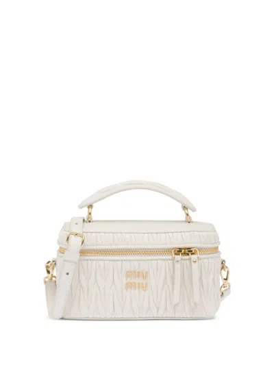 Miu Miu Matelassé Leather Mini Bag In White