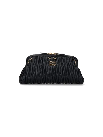 Miu Miu Matelassé Leather Pouch In Black