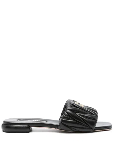 MIU MIU MATELASSÉ LEATHER SANDALS