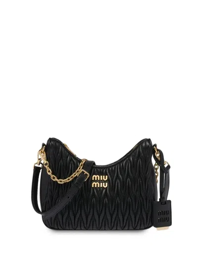 Miu Miu Shoulder Bag Leather Chain Strap In Black