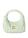 Miu Miu Matelassé Leather Shoulder Bag In Green