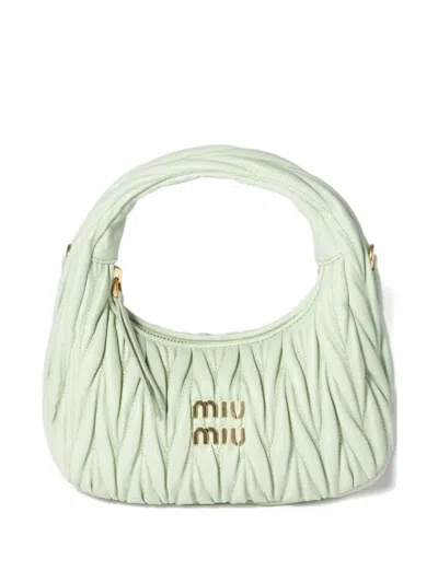 Miu Miu Matelassé Leather Shoulder Bag In Green