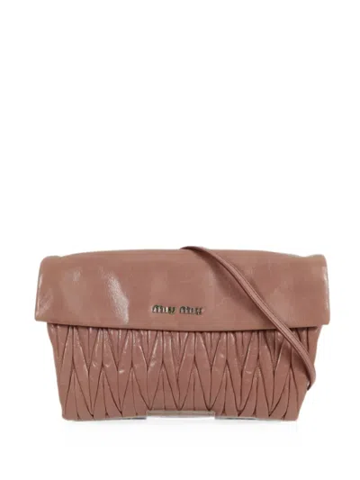 Pre-owned Miu Miu Matelassé Leather Shoulder Bag In Pink