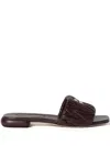 Miu Miu Matelassé Nappa Leather Slides In Brown
