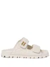 Miu Miu Nappa Leather Slippers Flat Sole In White