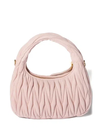 Miu Miu Matelassé Leather Tote Bag In Pink