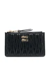 Miu Miu Matelassé Nappa Leather Wallet In Black