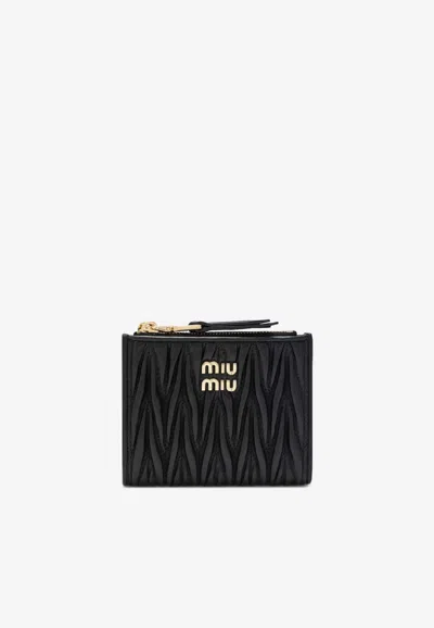 Miu Miu Matelassé Leather Wallet In Black