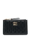 Miu Miu Matelassé Nappa Leather Wallet In Black