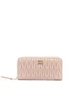 Miu Miu Matelassé Leather Wallet In Neutrals