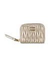 Miu Miu Matelassé Leather Wallet In Pirite