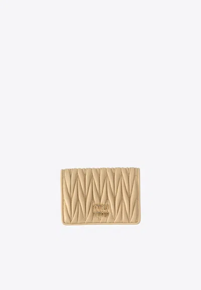 Miu Miu Matelassé Leather Wallet In White
