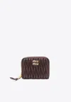Miu Miu Matelassé Leather Zip Wallet In Brown