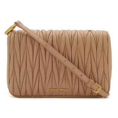 Pre-owned Miu Miu Matelasse Light Pink Leather Pochette Shoulder Bag ()