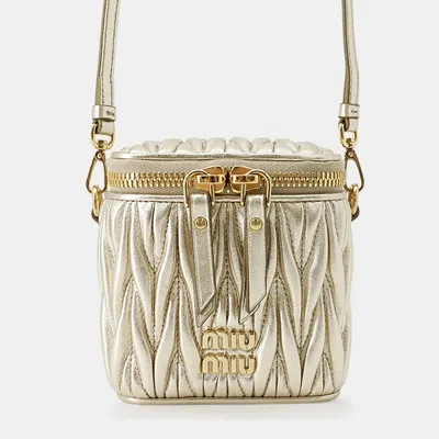 Pre-owned Miu Miu Matelasse Micro Gold Nappa Leather Vanity Crossbody Bag