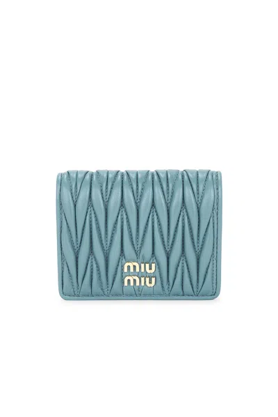 Miu Miu Matelasse Minuteria Cardholder In Blue