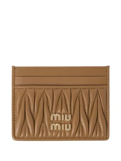 Miu Miu Matelassé-motif Leather Card Holder