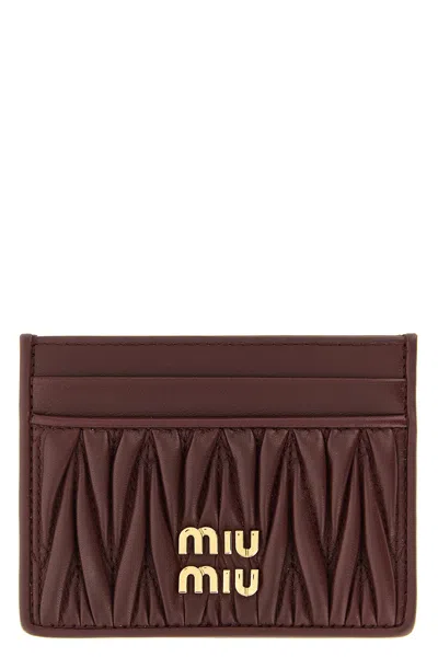 Miu Miu Matelassé Nappa Cardholder In Burgundy