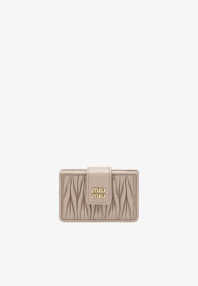 Miu Miu Matelassé Nappa Cardholder In Pink