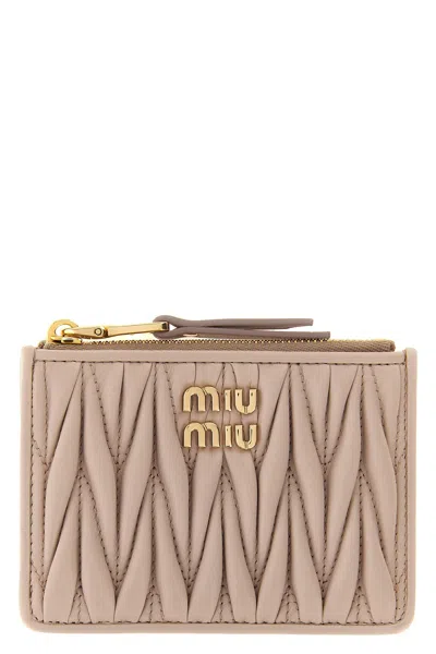 Miu Miu Matelassé Nappa Cardholder In Rosa