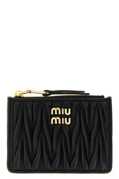 Miu Miu Matelassé Nappa Cardholder In Schwarz