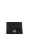 Miu Miu Black Leather Card Holder In Black