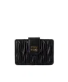 Miu Miu Matelassé Nappa Leather Card Holder In Brown