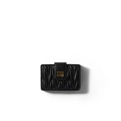 Miu Miu Matelassé Nappa Leather Card Holder In Black