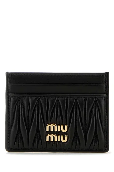 Miu Miu Matelassé Nappa Leather Card Holder In Black