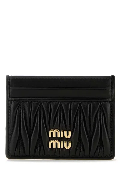 Miu Miu Matelassé Nappa Leather Card Holder In Black
